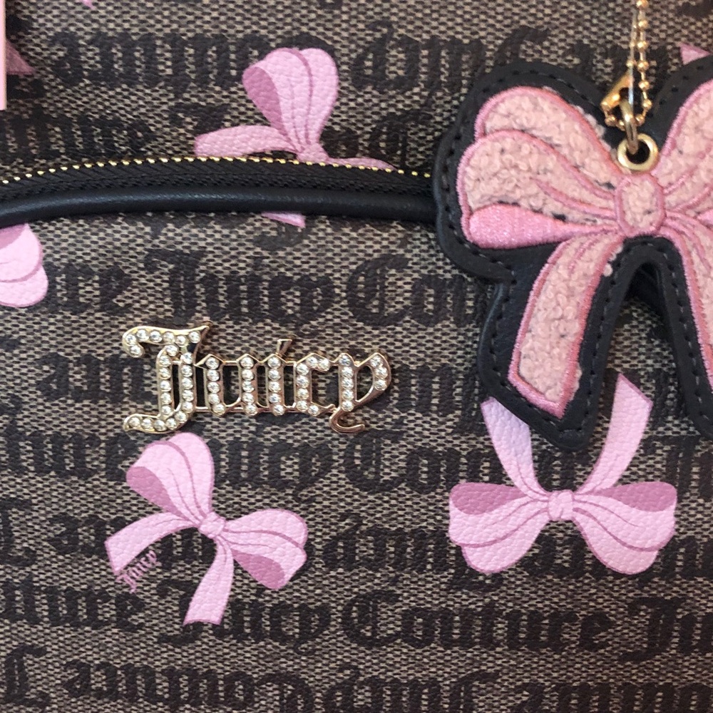 NWT Juicy Couture Simple Sweet Brown w/ Pink Bows Backpack - Picture 2 of 10
